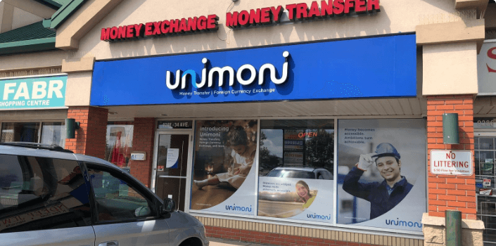 Unimoni Storefront Signs for Business